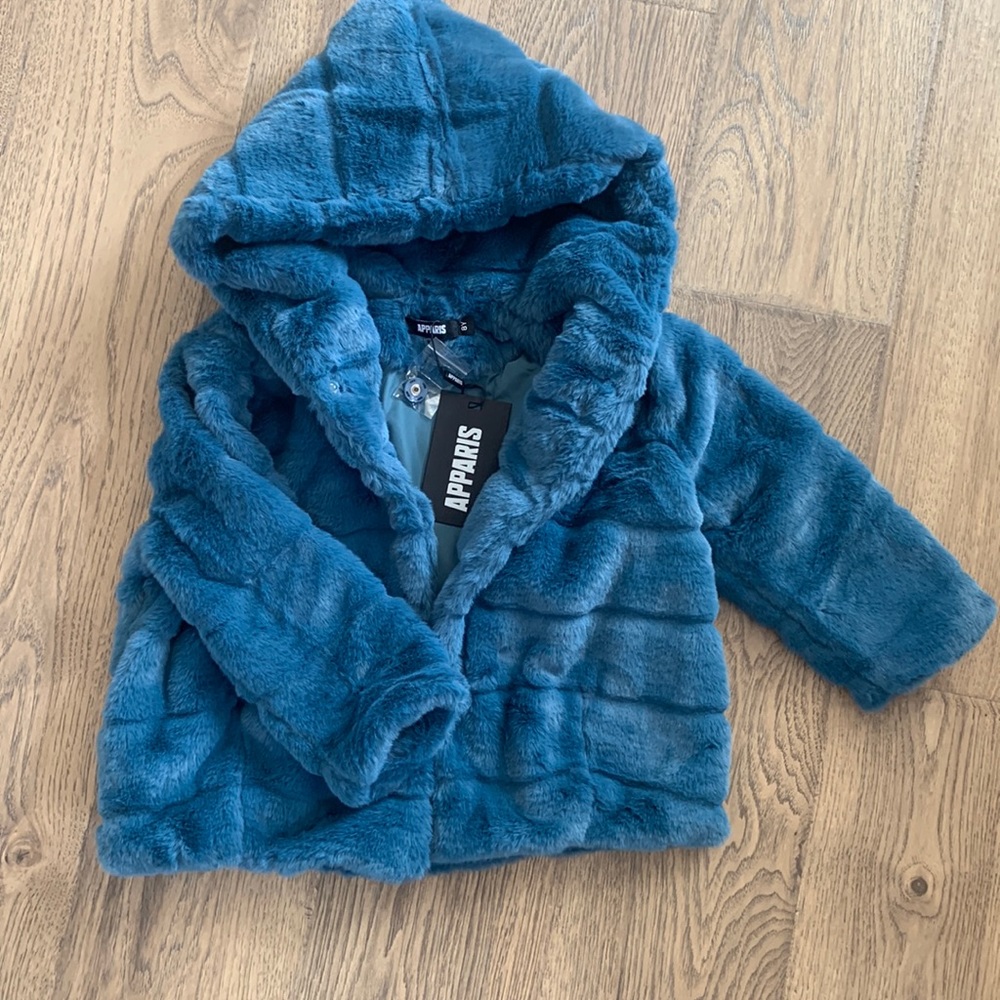 Apparis Stone Blue Faux Fur Coat 8Y NWT